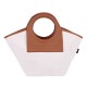 Women Fashion PU Leather Handle Large Capacity Storage Canvas Shell Bag Tote