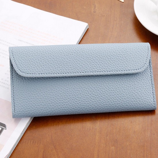 Women Litchi Pattern Solid Color Card Slot Wallet Bag Purse Handbag For Smartphone iPhone Samsung