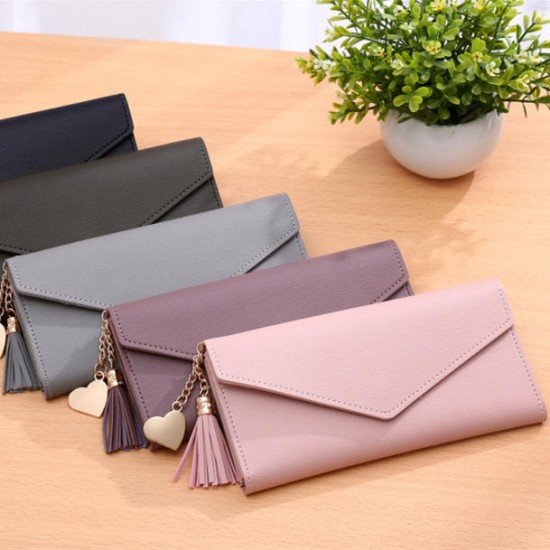 Women Long Purse Multi Card Slots PU Leather Phone Wallet Envelope Clutch Bags