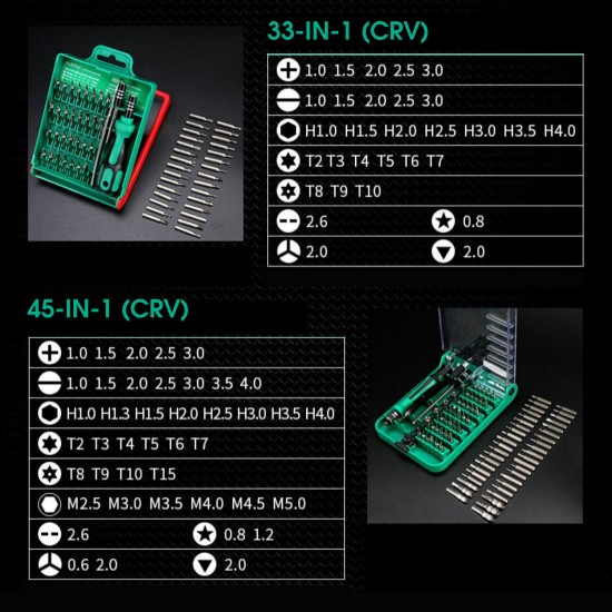 45-IN-1 Multifunctional Professional Precision Screwdriver Set for Electronics Mobile Phone Macbook Tablet Keyboard Disassemble Repair Tools