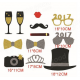 12Pcs Happy New Year Eve Party Photo Booth DIY Mask Mustache Stick Props