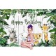 3 Size Jungle Green Forest Backdrop Happy Birthday Background Photography Woodland Party Prop