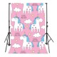 3x5FT Cartoon Pink Unicorn Cloud Photography Backdrop Studio Prop Background