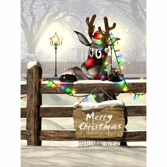 3x5FT Silk Christmas Deer Light Thin Photography Studio Backdrop Photo Background Party Props