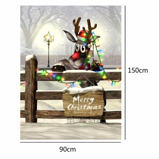 3x5FT Silk Christmas Deer Light Thin Photography Studio Backdrop Photo Background Party Props