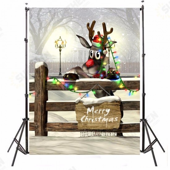 3x5FT Silk Christmas Deer Light Thin Photography Studio Backdrop Photo Background Party Props