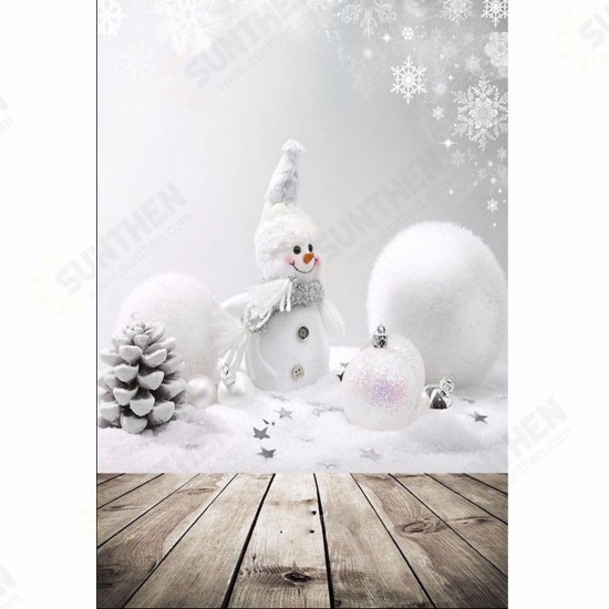 3x5ft Christmas Theme Christmas Snowman Wooden Photography Vinyl Background