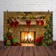 5x3FT 7x5FT 10x7FT Christmas Fireplace Red Socks Backdrop Photography Background Cloth Decoration Background Studio Prop