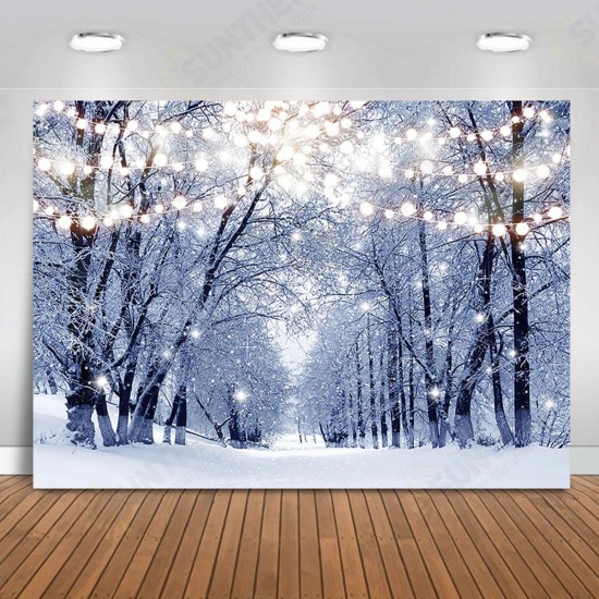 5x3FT 7x5FT 8x6FT Light Strip Winter Snow Forest Street Photography Backdrop Background Studio Prop