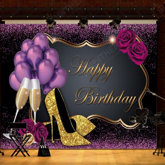 5x3FT 7x5FT 9x6FT High Heel Glass Purple Balloon Studio Birthday Photography Backdrops Background