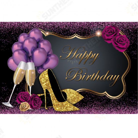 5x3FT 7x5FT 9x6FT High Heel Glass Purple Balloon Studio Birthday Photography Backdrops Background