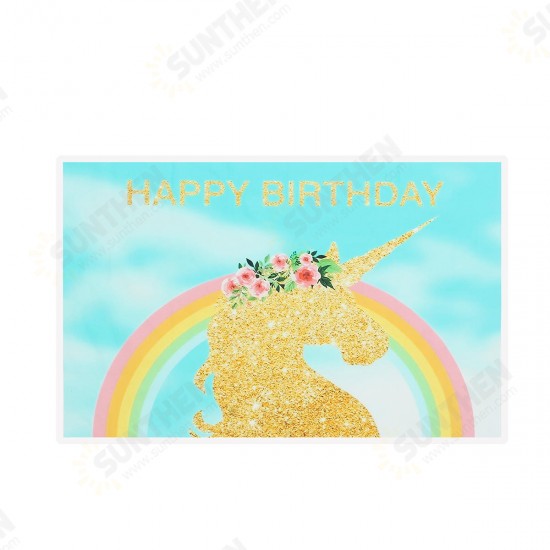 5x3ft 7x5ft Golden Unicorn Rainbow Photography Backdrop Studio Prop Background