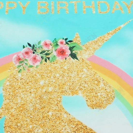 5x3ft 7x5ft Golden Unicorn Rainbow Photography Backdrop Studio Prop Background