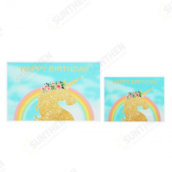 5x3ft 7x5ft Golden Unicorn Rainbow Photography Backdrop Studio Prop Background