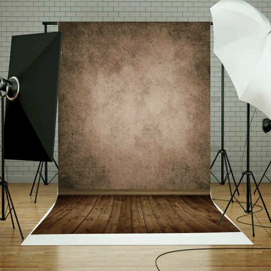 5x7FT Brown Wall Wooden Floor Photography Backdrop Photo Background