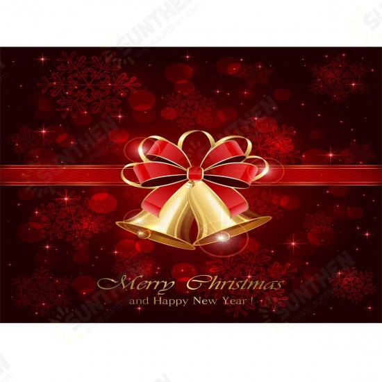 5x7FT Vinyl Merry Christmas Happy New Year Red Bell Ring Photography Backdrop Background Studio Prop