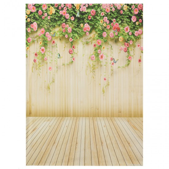 5x7ft Flower Wooden Floor Party Background Backdrop Photography Studio Prop