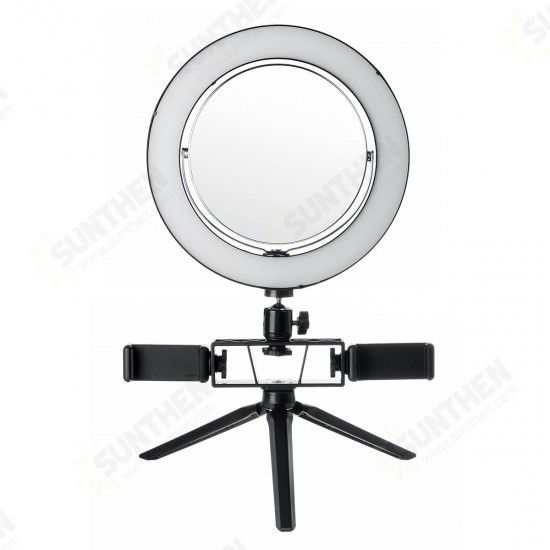 8.7/12.6 Inch LED Dimmable Video Ring Light Tripod Stand with Mirror 2 Phone Clip for Youtube Tik Tok Makeup Live Streaming