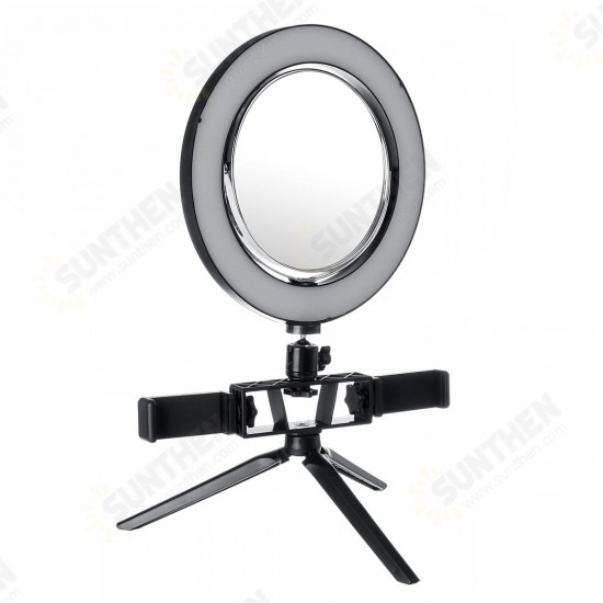 8.7/12.6 Inch LED Dimmable Video Ring Light Tripod Stand with Mirror 2 Phone Clip for Youtube Tik Tok Makeup Live Streaming