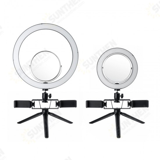 8.7/12.6 Inch LED Dimmable Video Ring Light Tripod Stand with Mirror 2 Phone Clip for Youtube Tik Tok Makeup Live Streaming