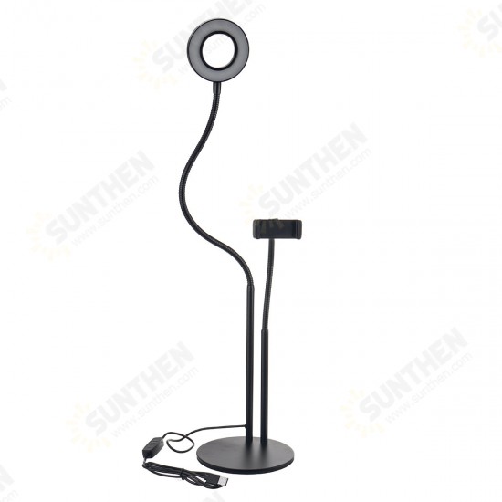 BX-02 Universal Selfie Ring Light Flexible Desk Lamp LED Fill Beauty Light 11 Brightness 3 Color Dimmable for Live Streaming Table Stand with Phone Clip for Youtube Tiktok