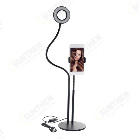 BX-02 Universal Selfie Ring Light Flexible Desk Lamp LED Fill Beauty Light 11 Brightness 3 Color Dimmable for Live Streaming Table Stand with Phone Clip for Youtube Tiktok