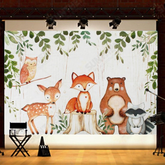 Baby Photography Backdrop Woodland Animals Birthday Party Background Prop Vinyl Decorations