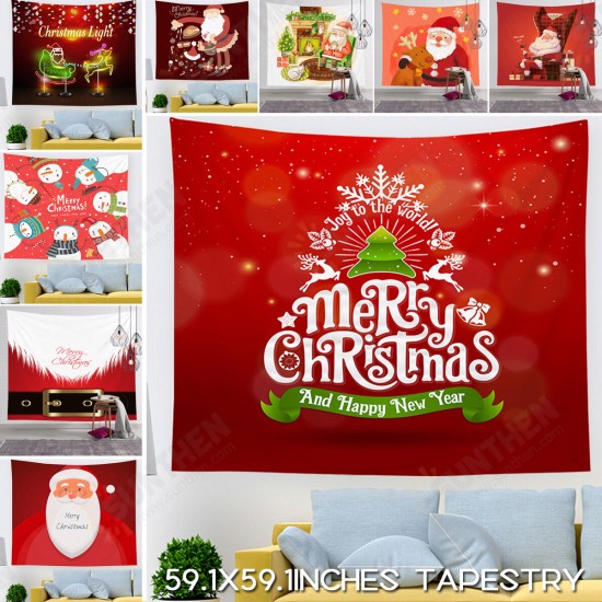 Christmas Hanging Cloth Custom Red Santa Claus Bedside Photography Background Cloth Wall Bedside Decoration Tapestry