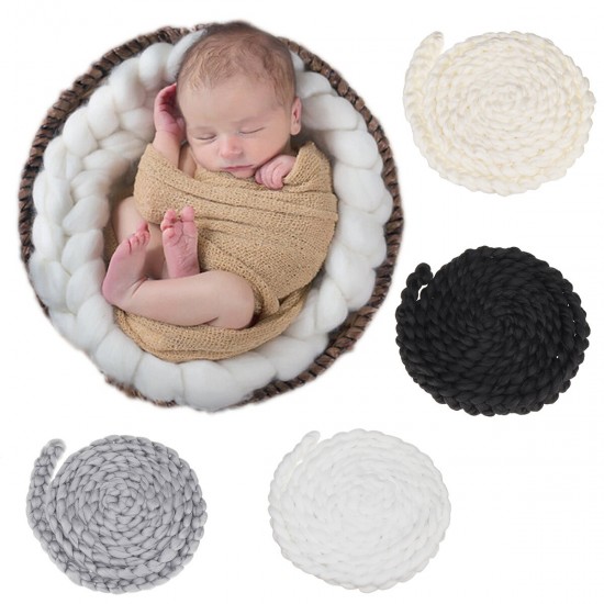 Handmade Newborn Baby Photography Photo Props Backdrop Wool Knitting Blanket