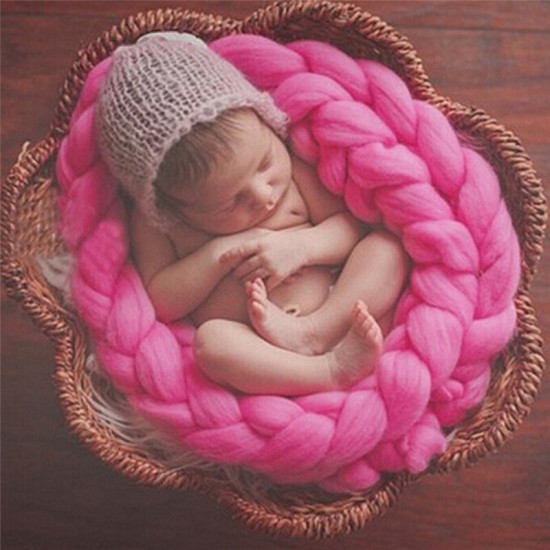 Handmade Newborn Baby Photography Photo Props Backdrop Wool Knitting Blanket