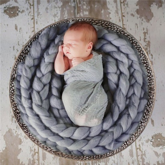 Handmade Newborn Baby Photography Photo Props Backdrop Wool Knitting Blanket