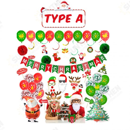 New Year Christmas Balloons Christmas Flags Christmas Letter Banner Santa Claus Spiral Photograph Props