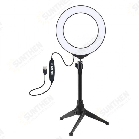 PKT3048 RGBW 8 Color 16cm 6.2 Inch LED Video Ring Light with Tripod Stand for Youtube Tik Tok Live Streaming