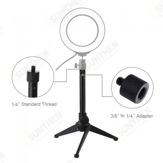 PU408 22cm Desktop Adjustable Tripod Stand Selfie Stick LED Ring Light Mount Holder for Live Broadcast