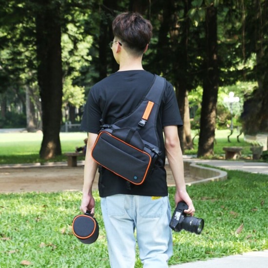 PU5014B Triangle Style SLR Camera Bag Sling Waterproof Backpack Shoulder Messenger Bags with Removable Lens Bag