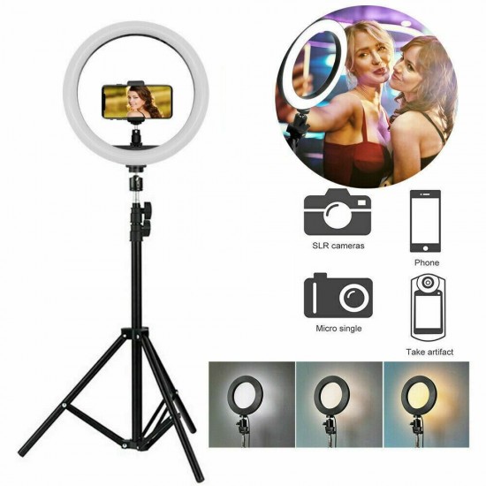 Portable LED Ring Light Tripod Stand Live Selfie Holder USB Plug 10 Inch Fill Light for YouTube Tiktok VK Vlog Makeup