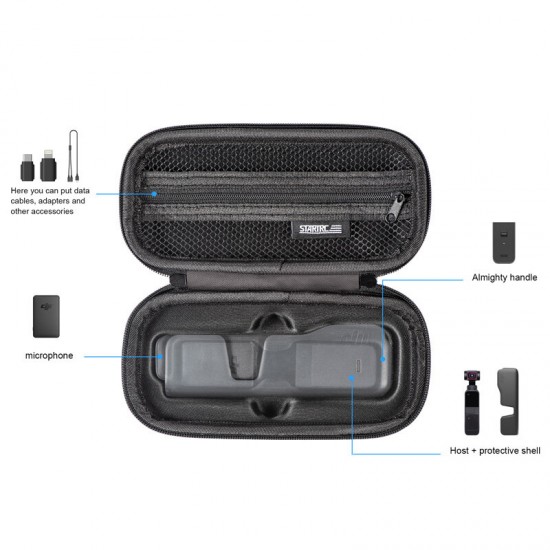 Pocket 2 Carrying Case Waterproof Portable Travel Bag with Wrist Strap for Osmo Pocket 2 Handheld Camera Body Storage Bag