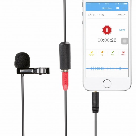 SR-LMX1+ Omnidirectional Lavalier Clip-on Microphone for iOS & Smartphones