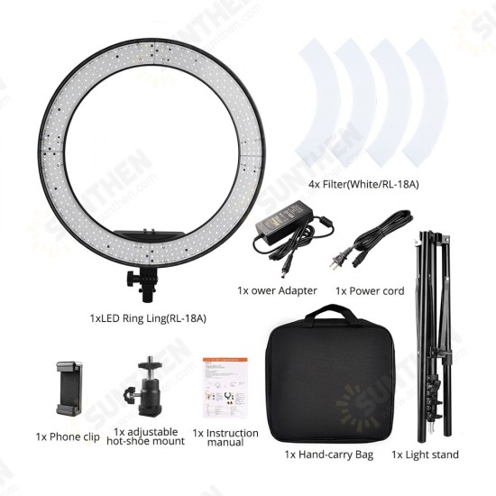 TRAVOR 18 Inch Ring Lamp Bi-Color Dimmable Ring LED Video Beauty Light for YouTube Video Live Lighting Photography