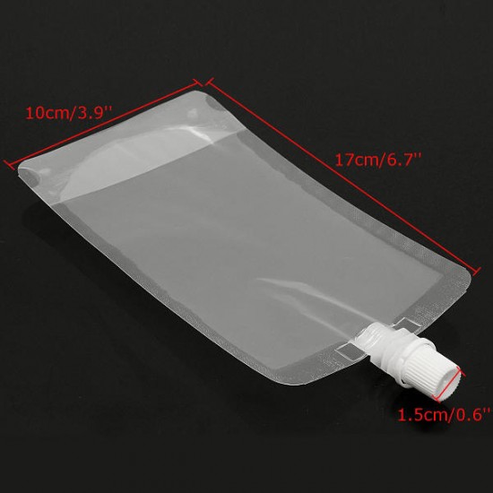 20Pcs Clear Spout Stand Up Liquid Flask Pouch Bag With Cap