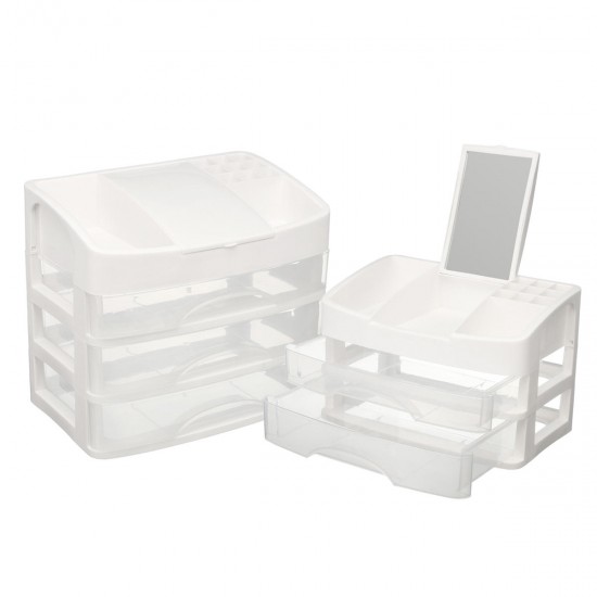 2/3 Layers Clear Drawers Makeup Case Cosmetic Organizer Storage Jewelry Box Holder