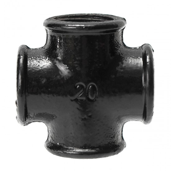 3/4 Inch Black Iron Pipe Threaded Cross Fitting Plumbing Malleable Cross Pipes Fittings