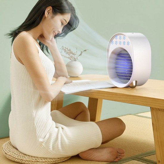 3 Gear Mini Water Cooling Fan Spray Humidification Portable Colorful Night Light Air Cooler Table Fan
