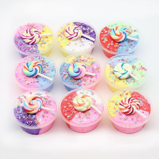 DIY Three Color Slime Lollipop Snowflake Mud Cotton Star Decompression Stress Reliever Toy 60ml