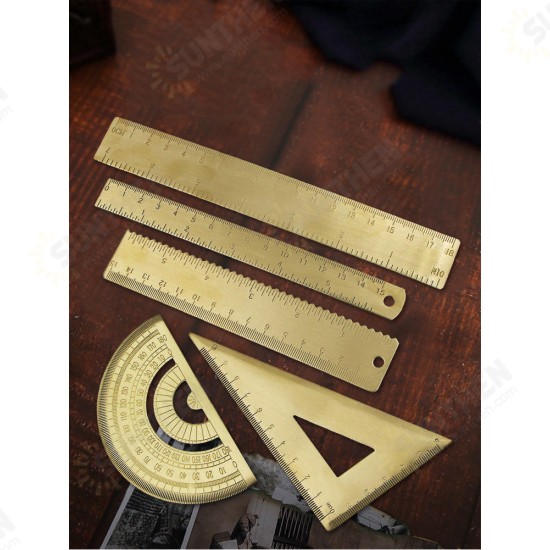 Brass Ruler Metal Triangle Straight Ruler for Woodworking Measuring Ruler Wave Line Drawing Tools