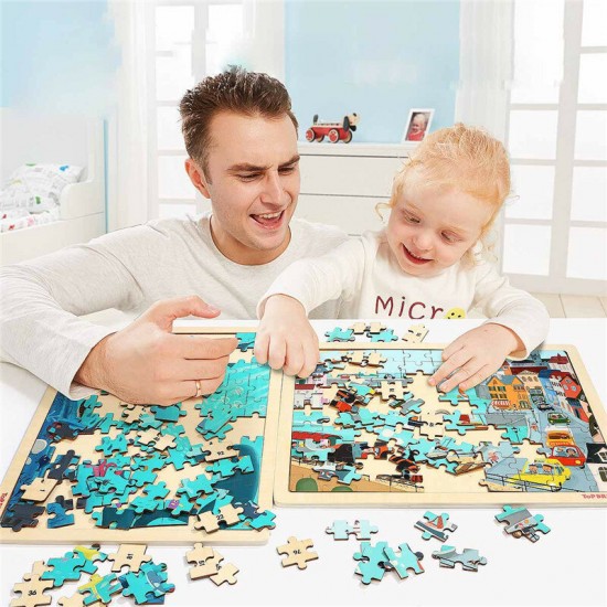 100PCS DIY Jigsaw Puzzle Undersea World 23CM Wooden Educational Developmental Learning Training Toy