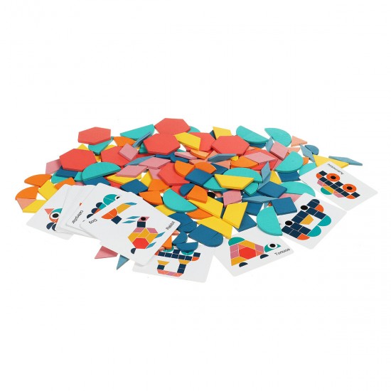 180 Pcs Colorful Creative Multi-Shape Puzzle Develop Thinking Ability Educational Toy with Bag for Kids Gift