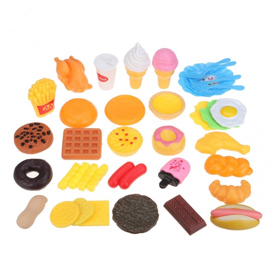 34 Pcs Kids Simulation Kitchen Food Toys Ice Cream Dessert Hamburger Pretend Play Early Educational Toys