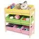 66*30*9CM Yellow Pink Green Solid Wood Children's Toy Rack Storage Rack Toy Rack