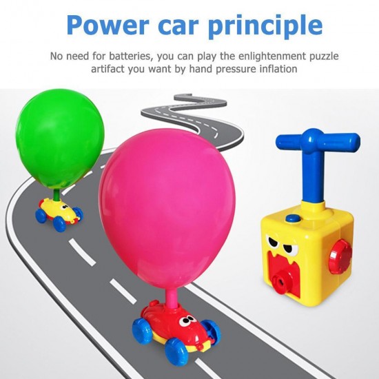 Fun Inertia Balloon Powered Car Toys Aerodynamics + Launcher Rocket